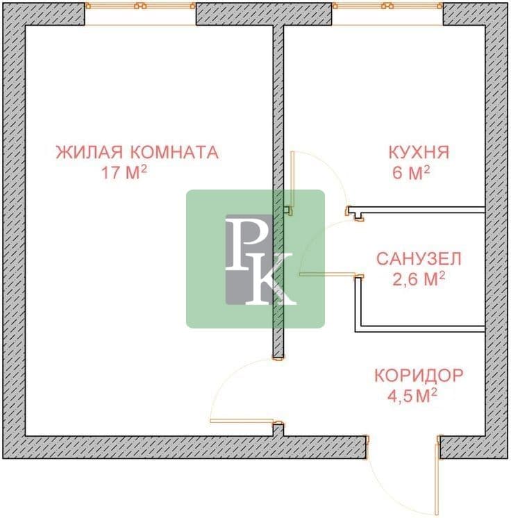Планировка: 1-комн. квартира, 30 м²