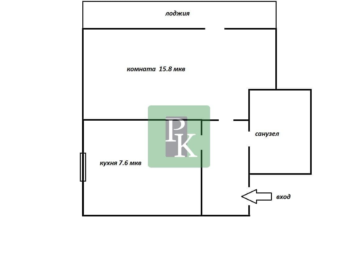 Планировка: 1-комн. квартира, 33 м²