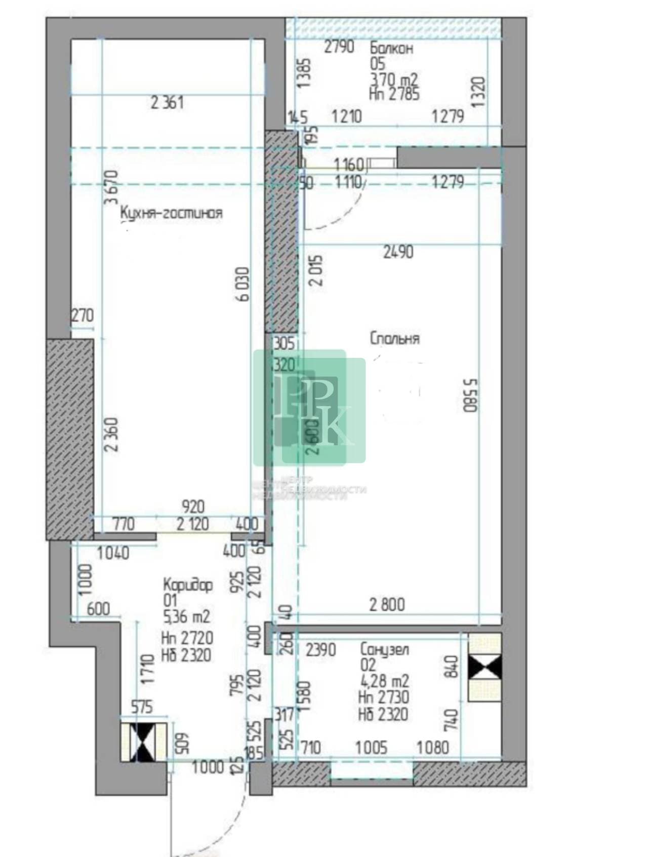 Планировка: 1-комн. квартира, 38.7 м²