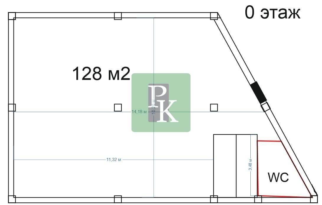 Планировка: Торговое помещение, 128 м²