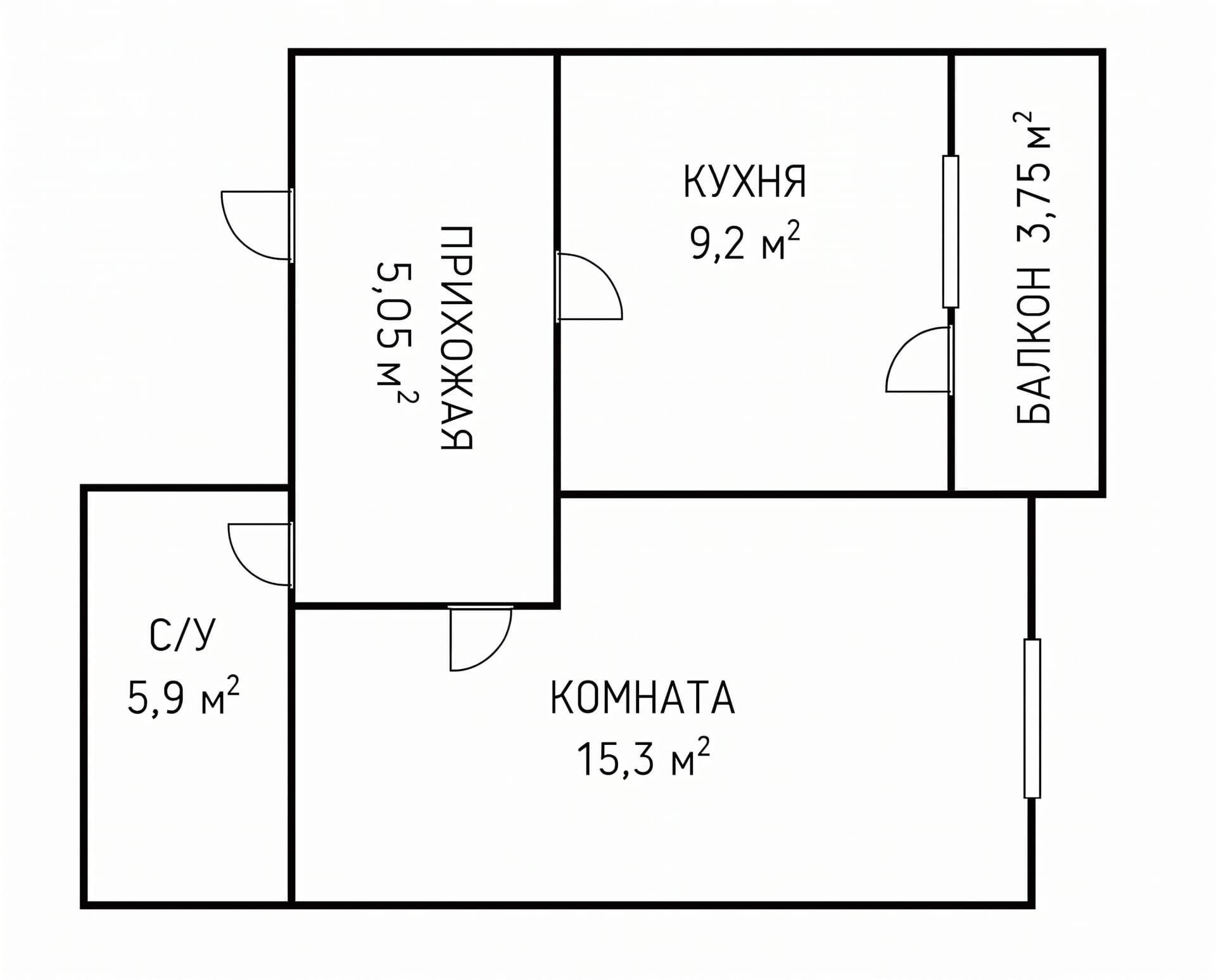 Планировка: 1-комн. квартира, 34.1 м²