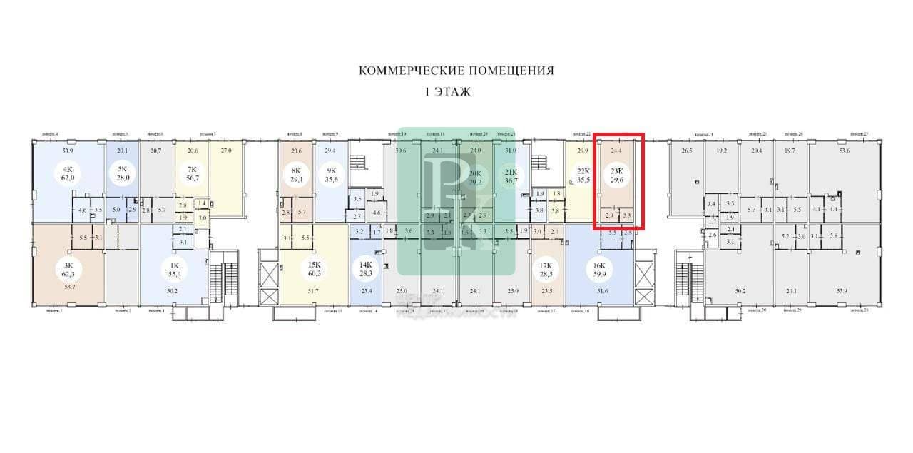 Планировка: Помещение свободного назначения, 29.6 м²