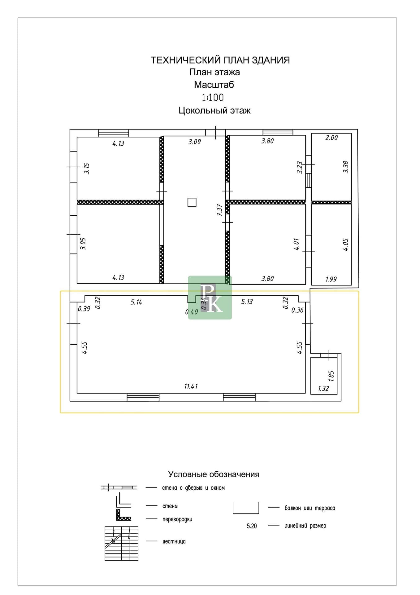 Планировка: Торговое помещение, 54.4 м²