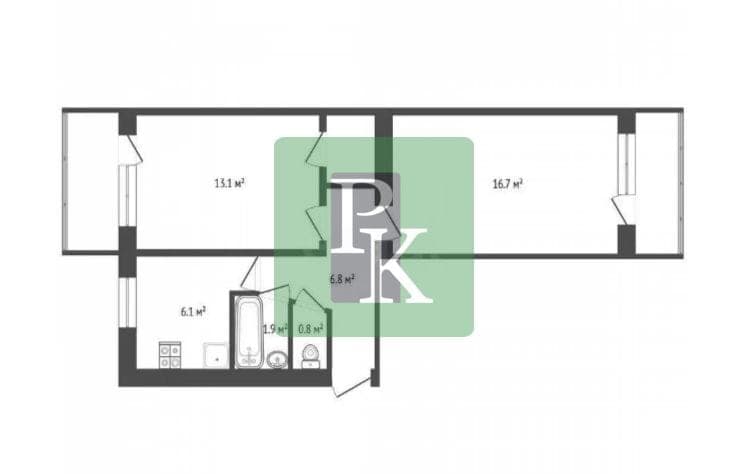 Планировка: 2-комн. квартира, 46.9 м²