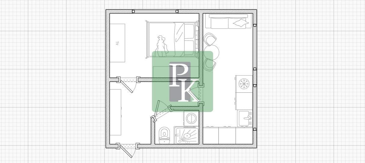 Планировка: 1-комн. квартира, 32.3 м²