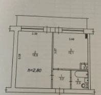 Планировка: 1-комн. квартира, 37.5 м²