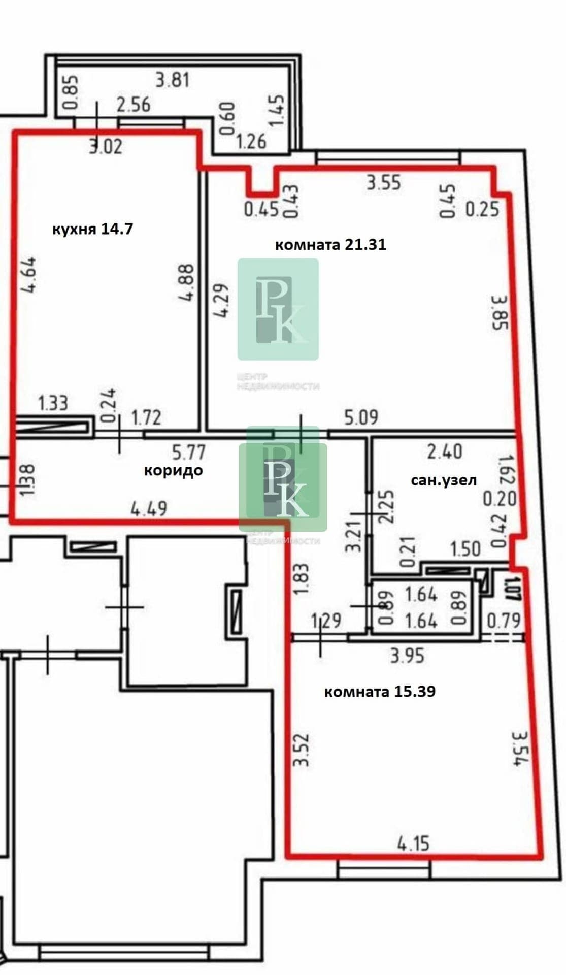 Планировка: 2-комн. квартира, 67.6 м²