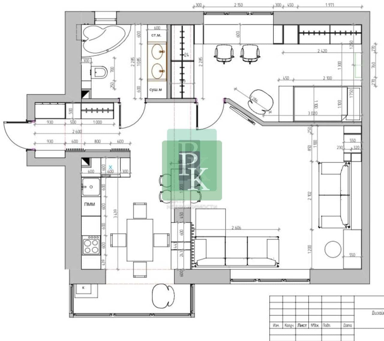 Планировка: 2-комн. квартира, 73 м²