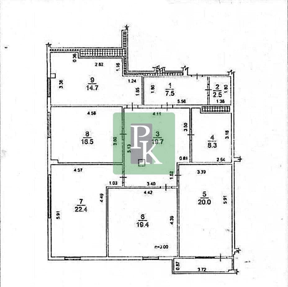 Планировка: 5-комн. квартира, 133.6 м²