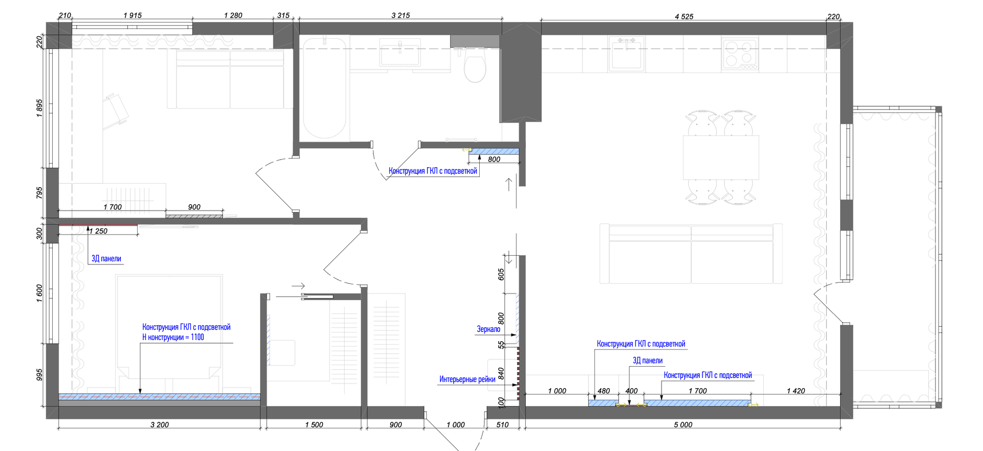 Планировка: 2-комн. квартира, 76 м²