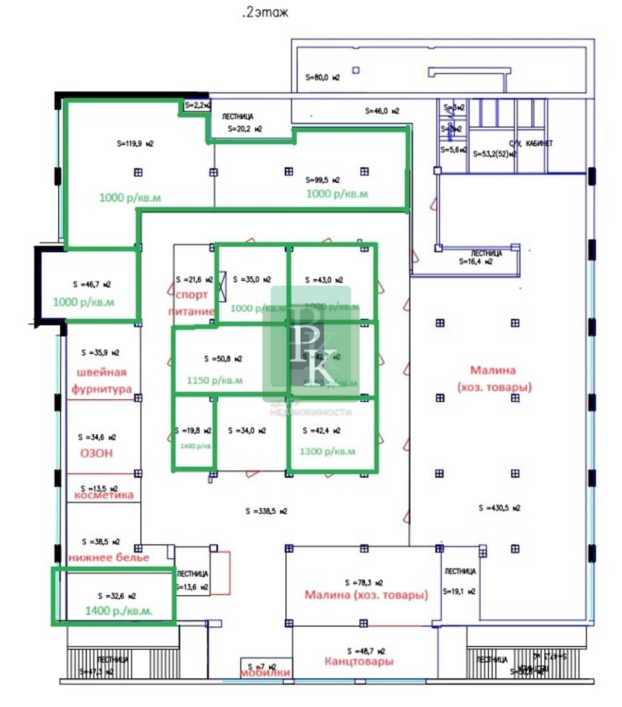 Планировка: Торговое помещение, 19.8 м²