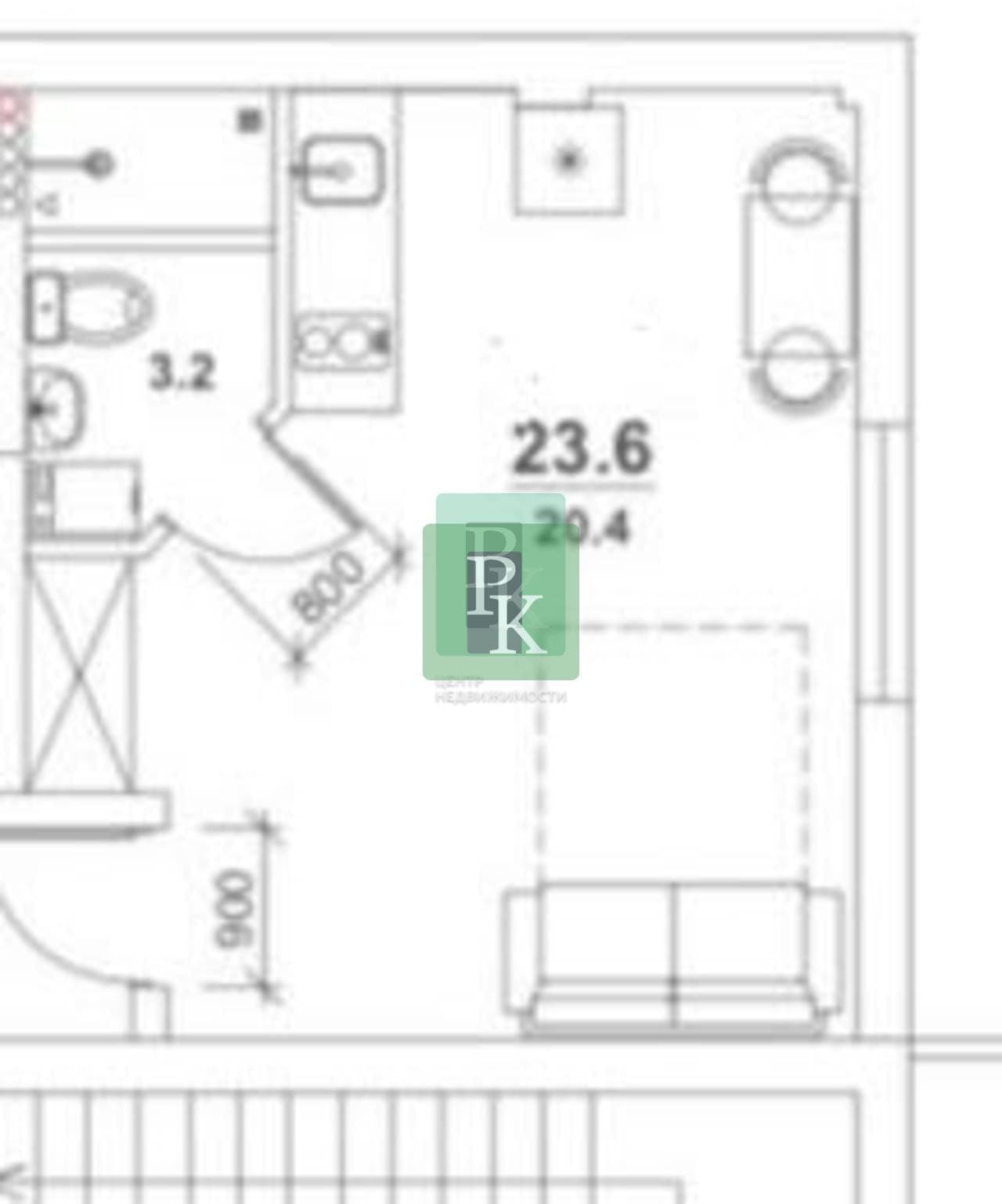 Планировка: 1-комн. квартира, 23.6 м²