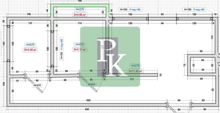 Планировка: 2-комн. квартира, 54 м²