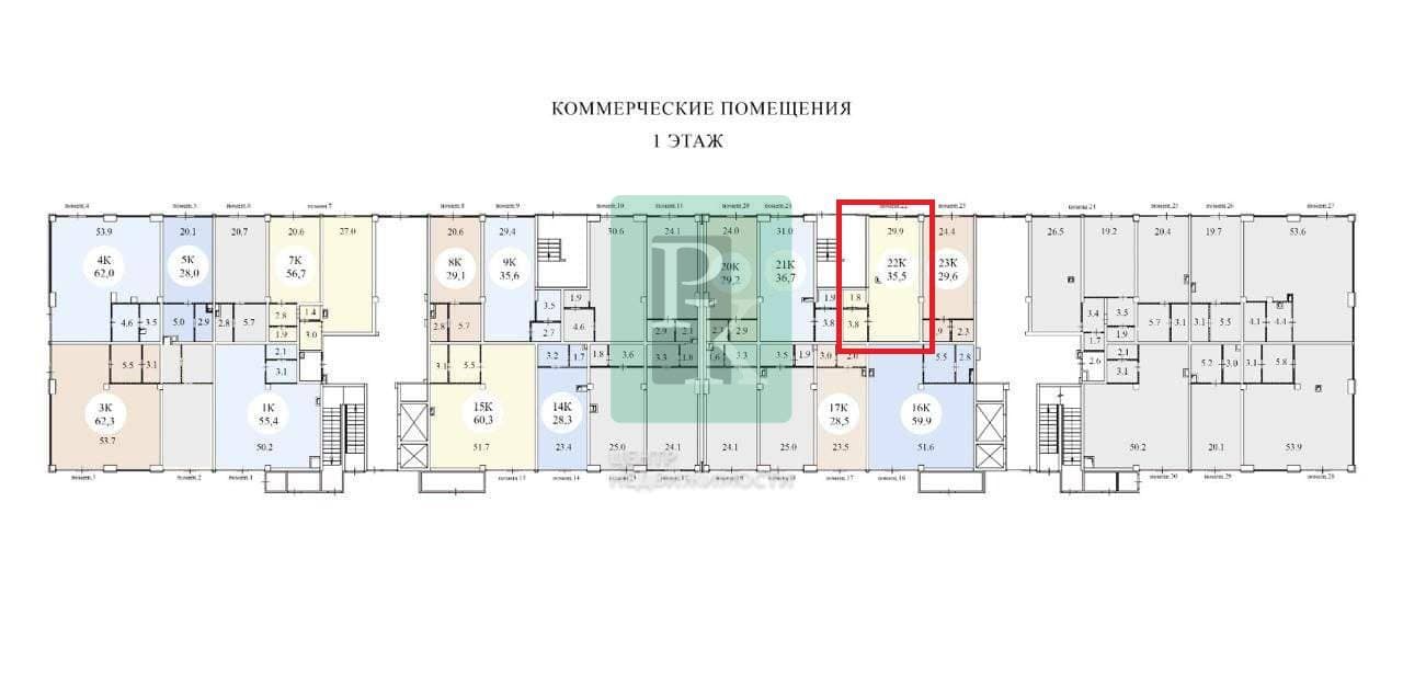Планировка: Помещение свободного назначения, 35.5 м²