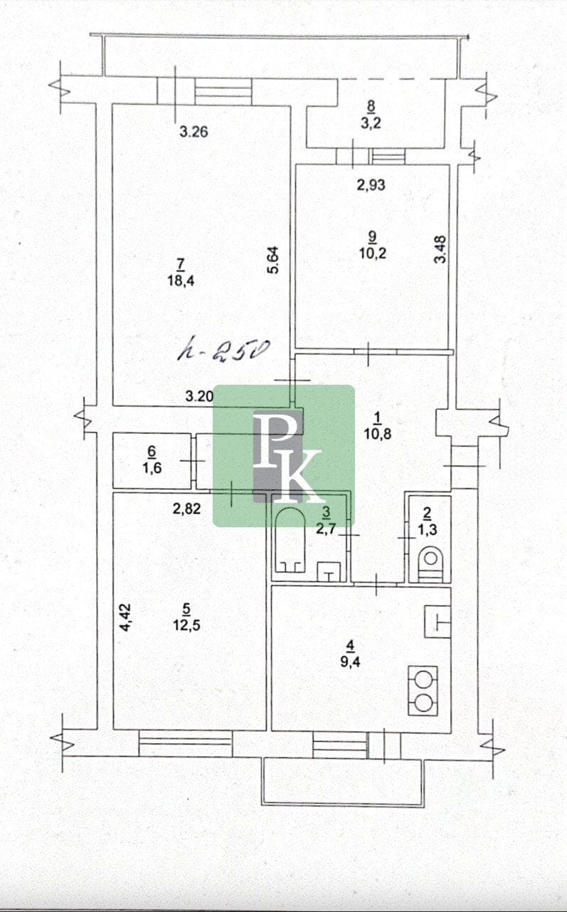 Планировка: 3-комн. квартира, 71.2 м²