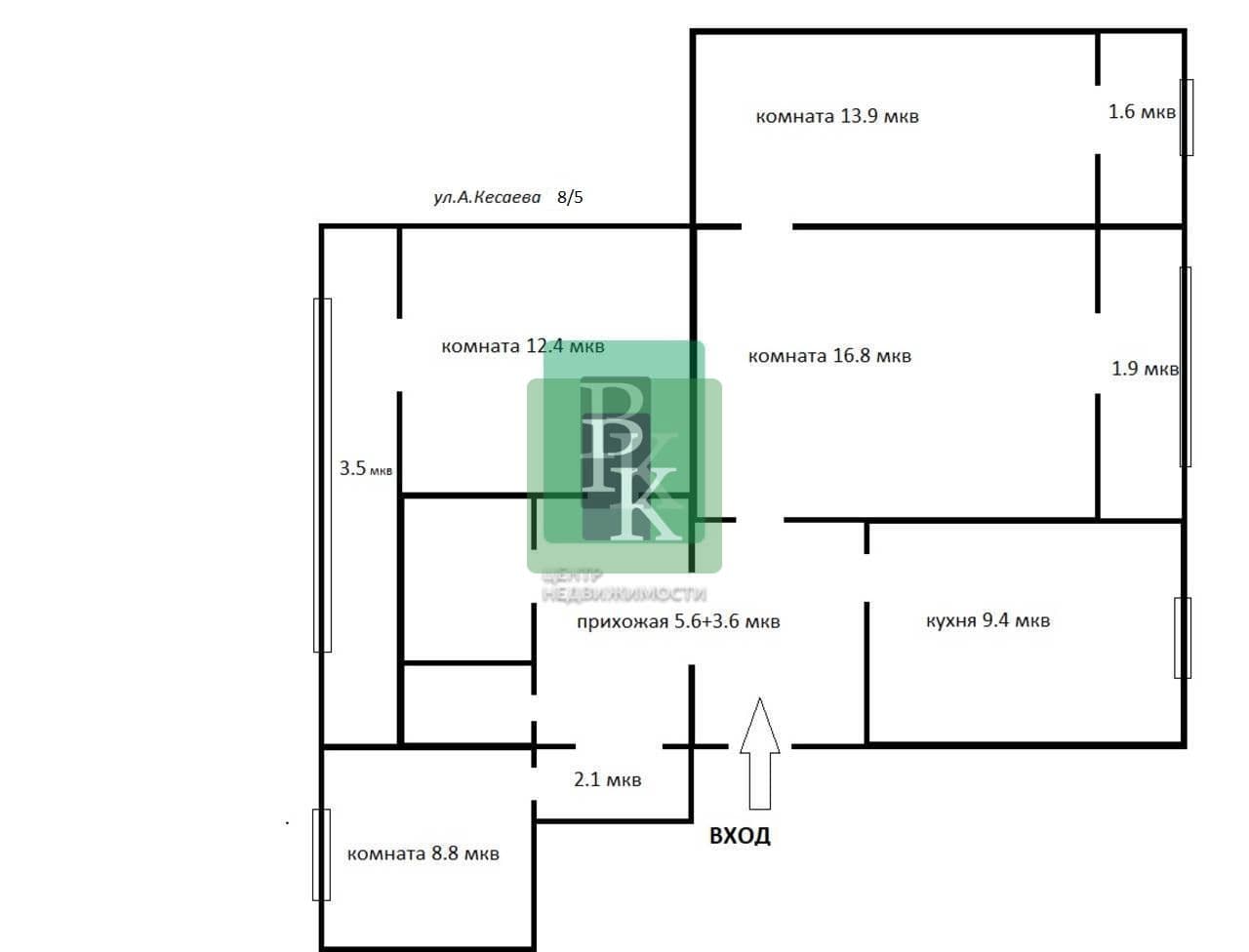 Планировка: 3-комн. квартира, 62.7 м²