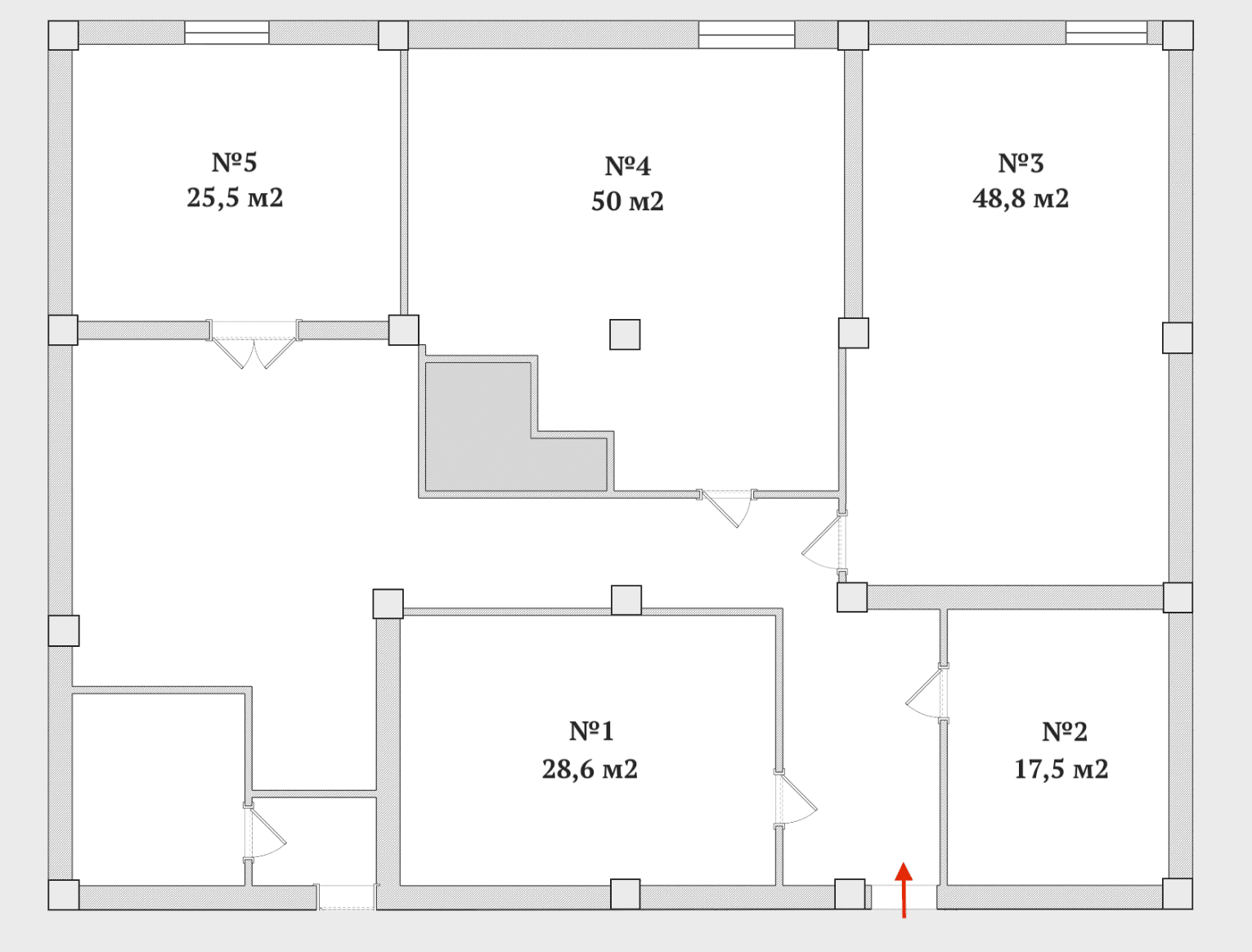 Планировка: Помещение свободного назначения, 25.5 м²