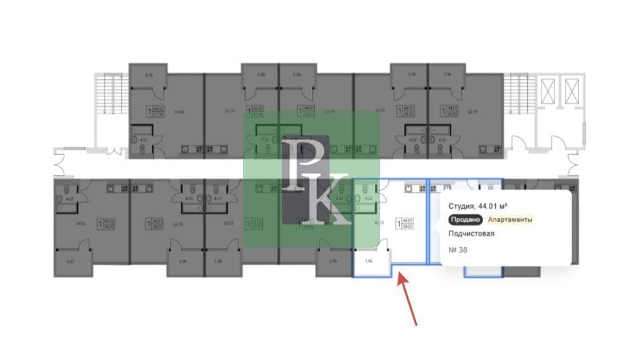 Планировка: 2-комн. апартаменты, 43.9 м²