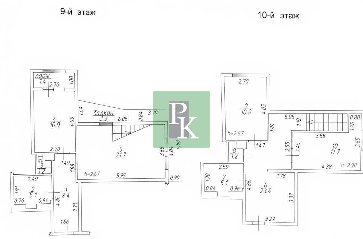 Планировка: 3-комн. квартира, 104.3 м²