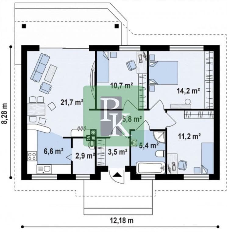 Планировка: Дом, 105 м²