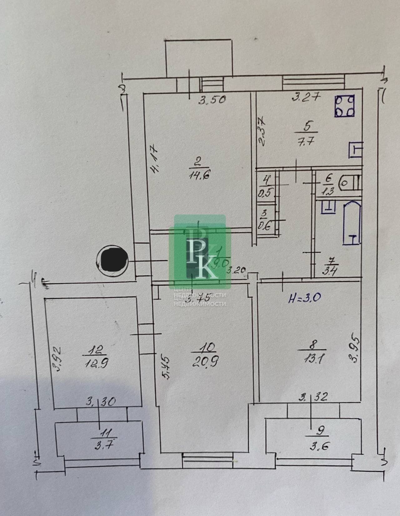 Планировка: 4-комн. квартира, 90 м²