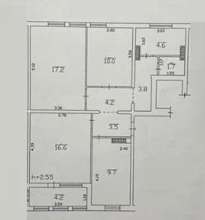 Планировка: 3-комн. квартира, 71.3 м²