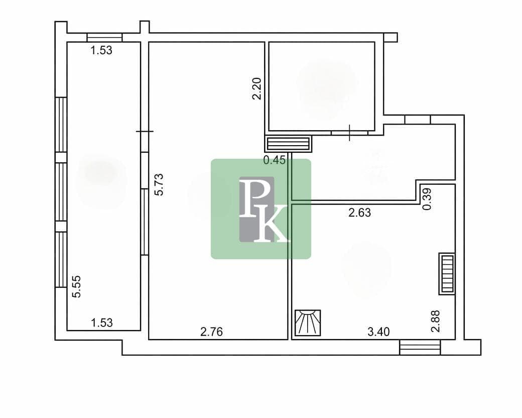 Планировка: 1-комн. квартира, 34.7 м²