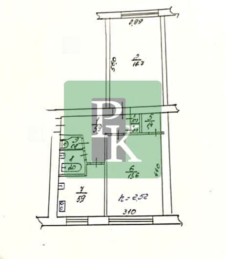 Планировка: 2-комн. квартира, 46.9 м²