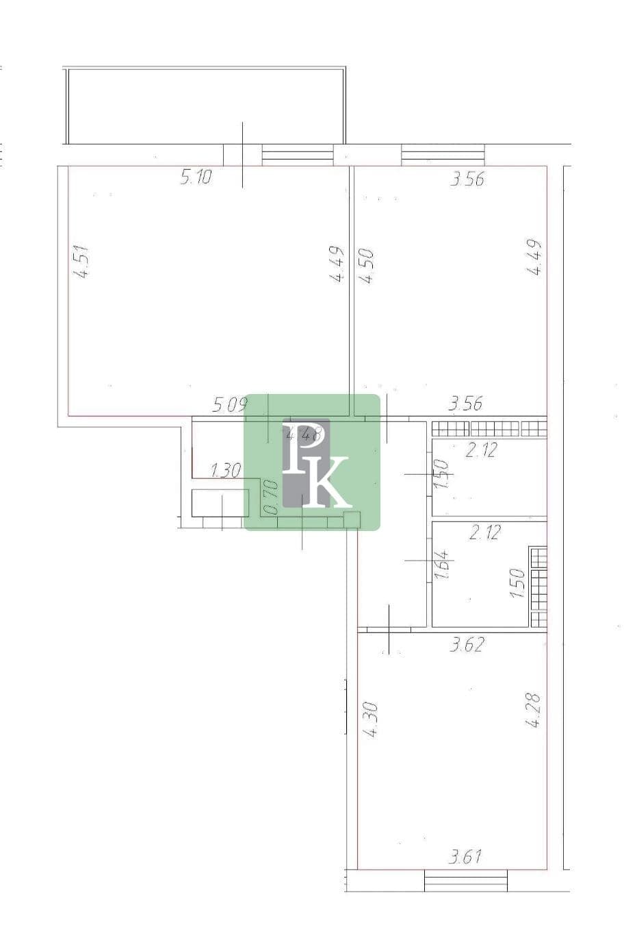 Планировка: 2-комн. квартира, 70.6 м²