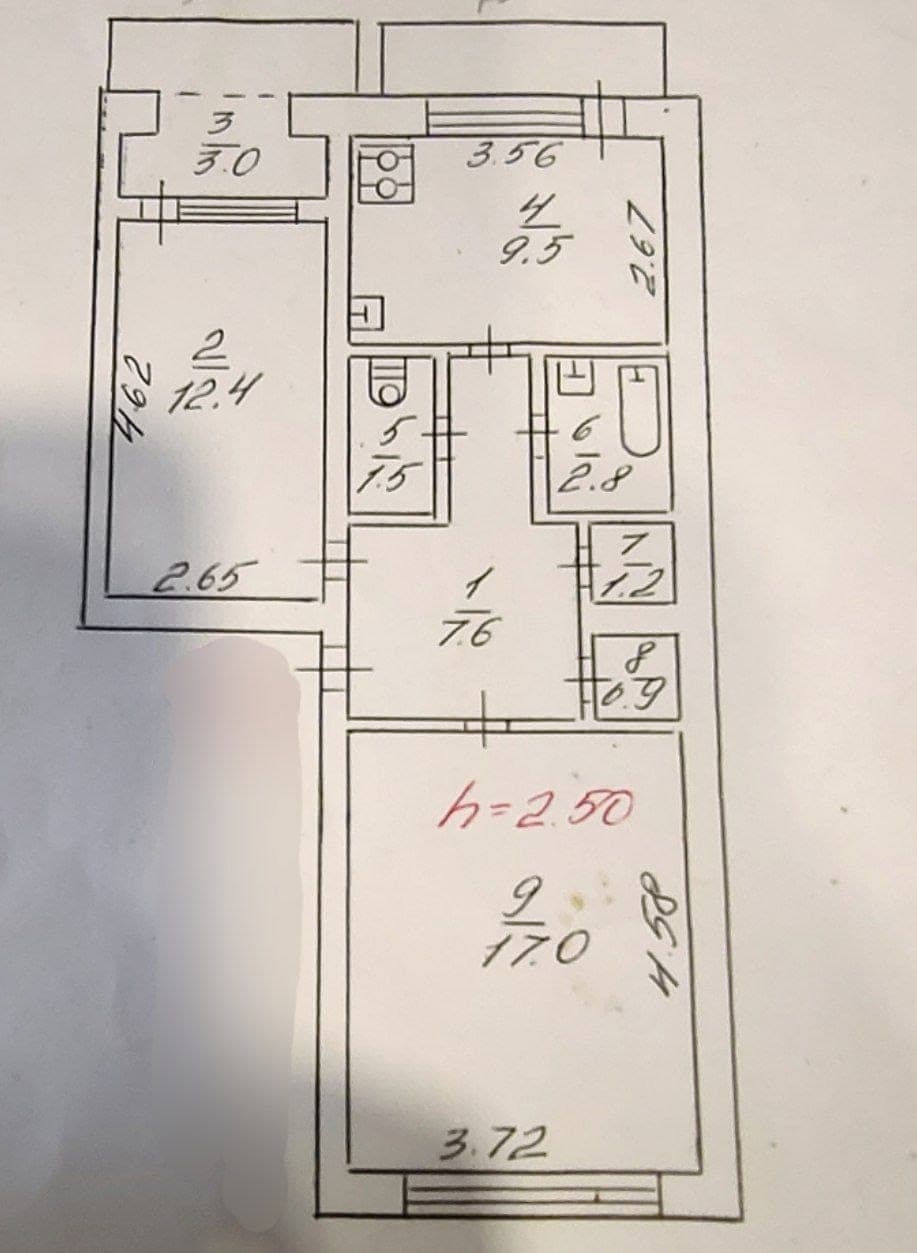 Планировка: 2-комн. квартира, 59.1 м²