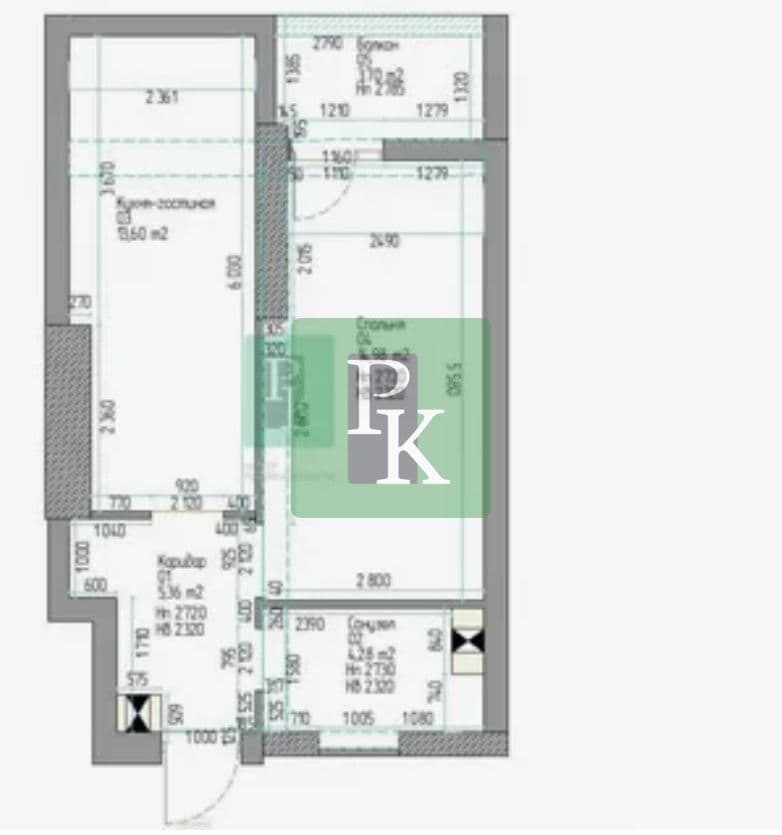 Планировка: 1-комн. квартира, 47.6 м²