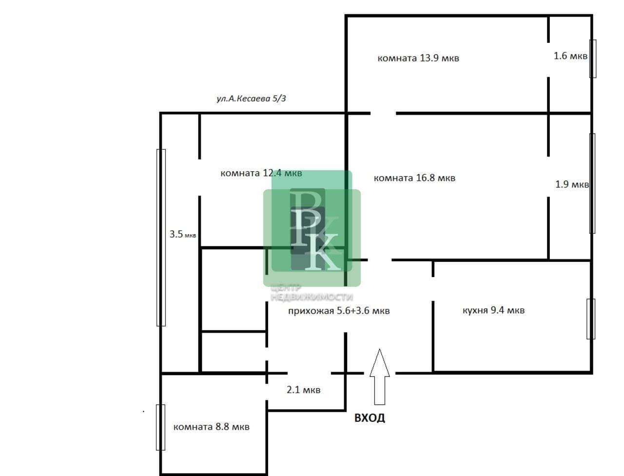 Планировка: 4-комн. квартира, 75.4 м²