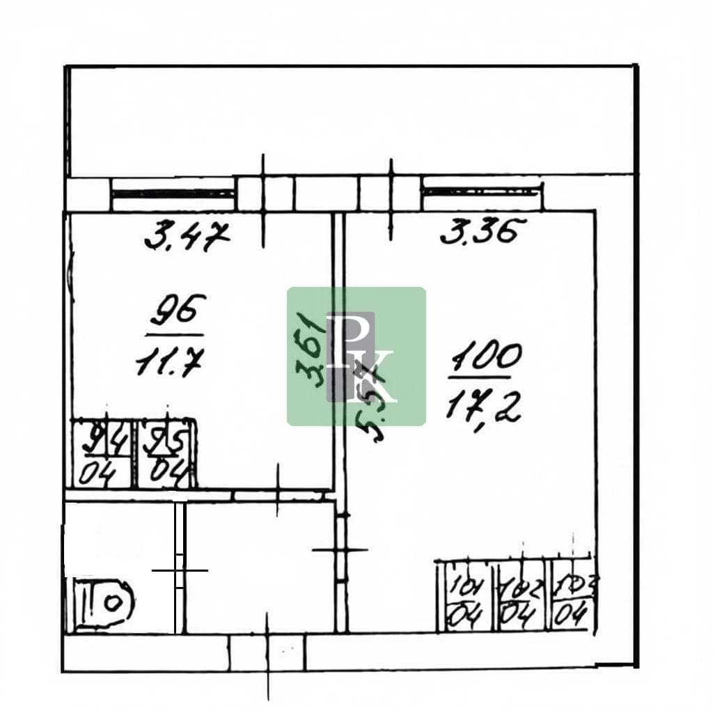 Планировка: 2-комн. квартира, 37 м²