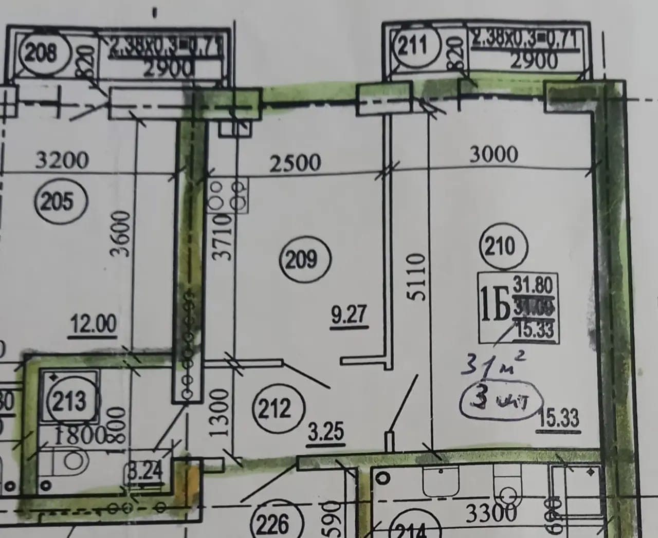 Планировка: 1-комн. квартира, 33.4 м²