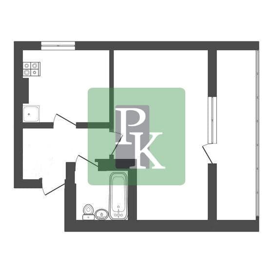 Планировка: 1-комн. квартира, 36 м²