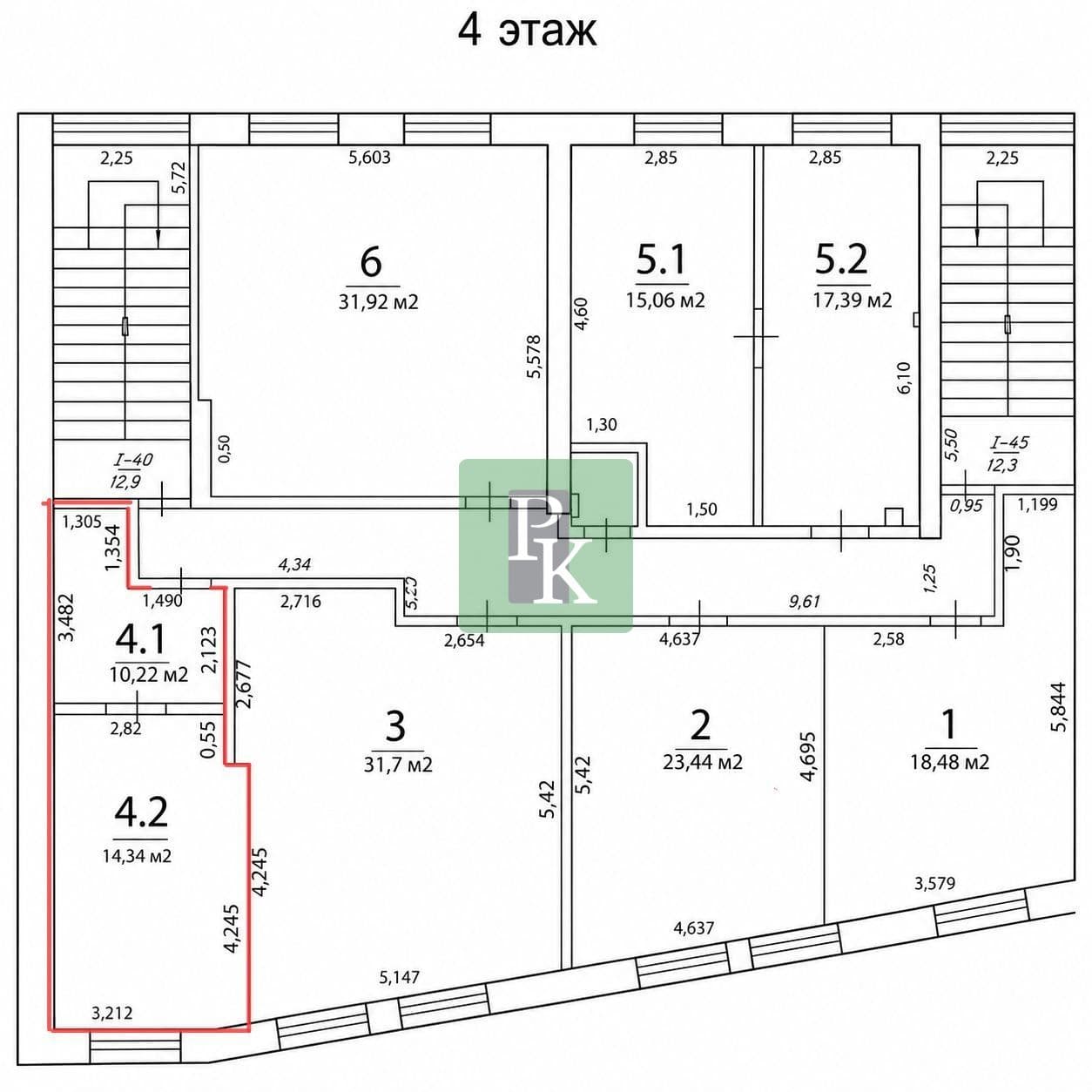 Планировка: Офис, 24.6 м²