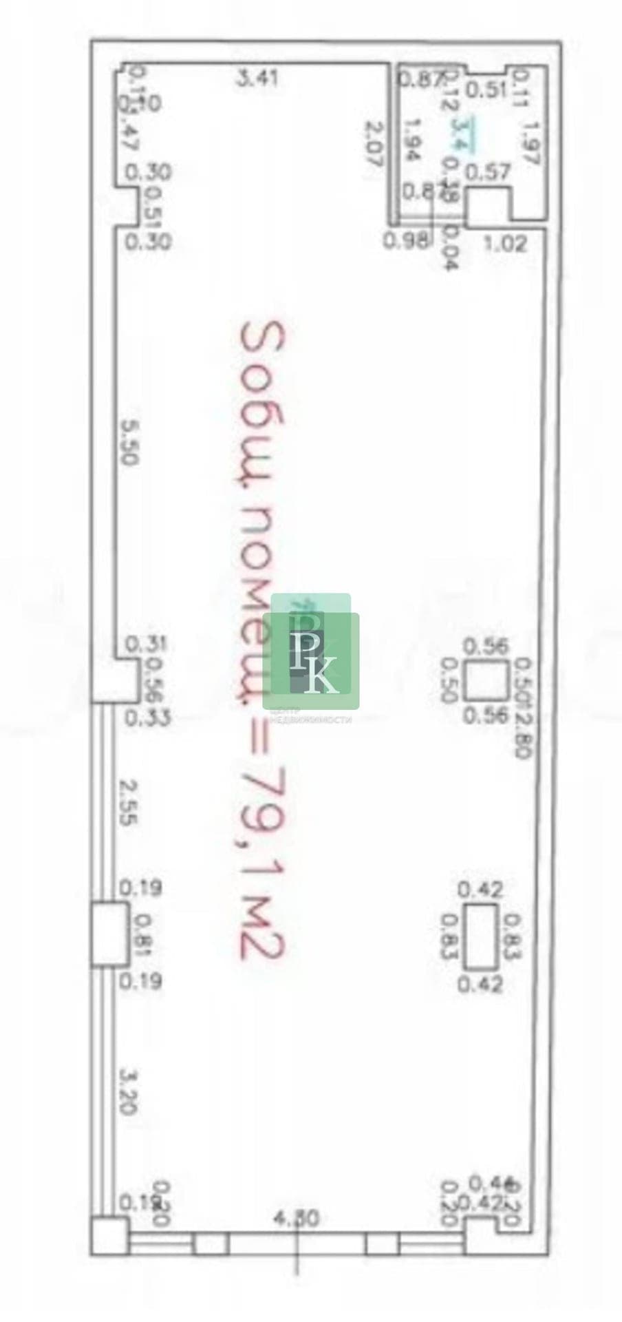 Планировка: Торговое помещение, 79.1 м²