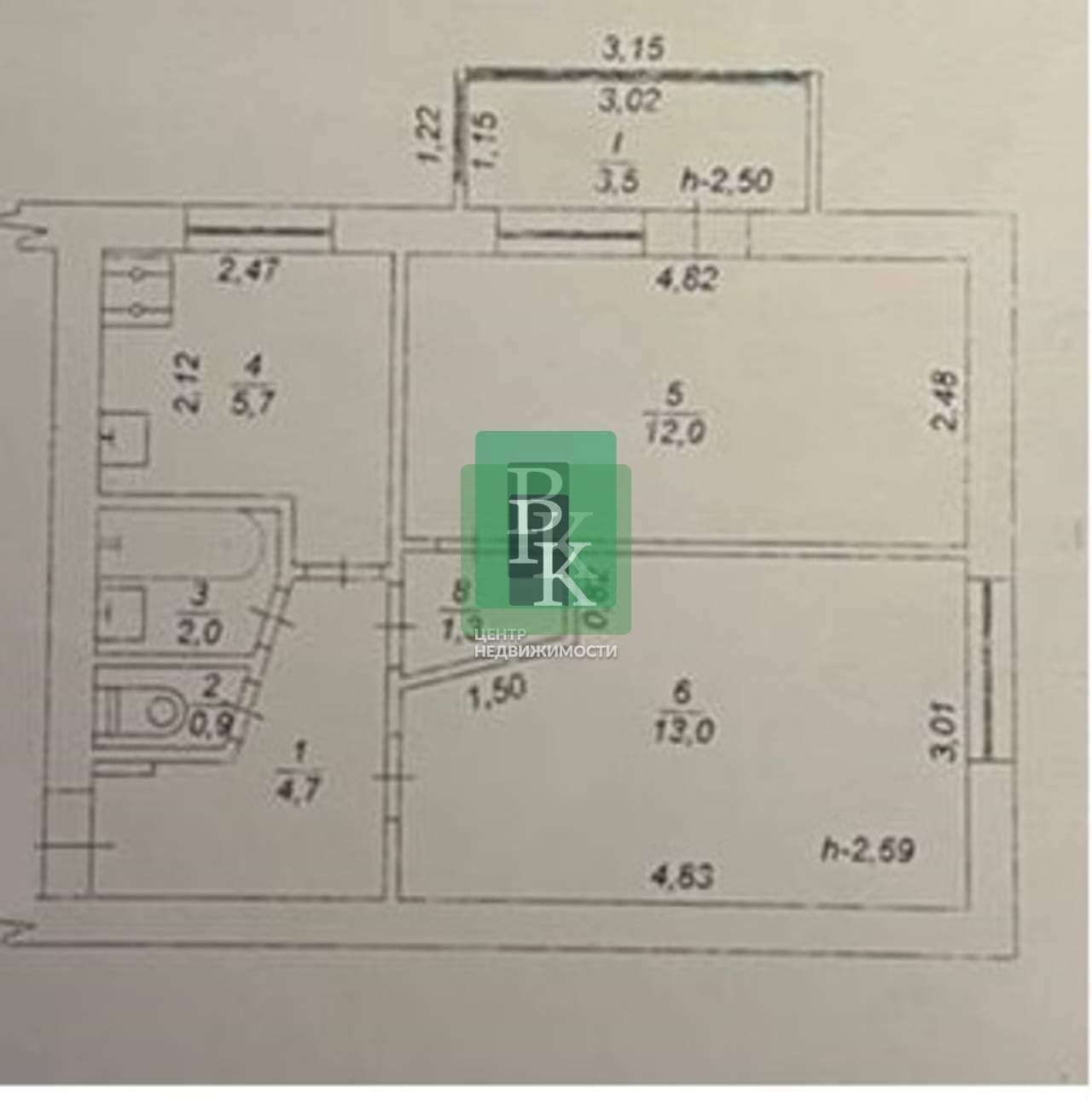 Планировка: 2-комн. квартира, 40.2 м²