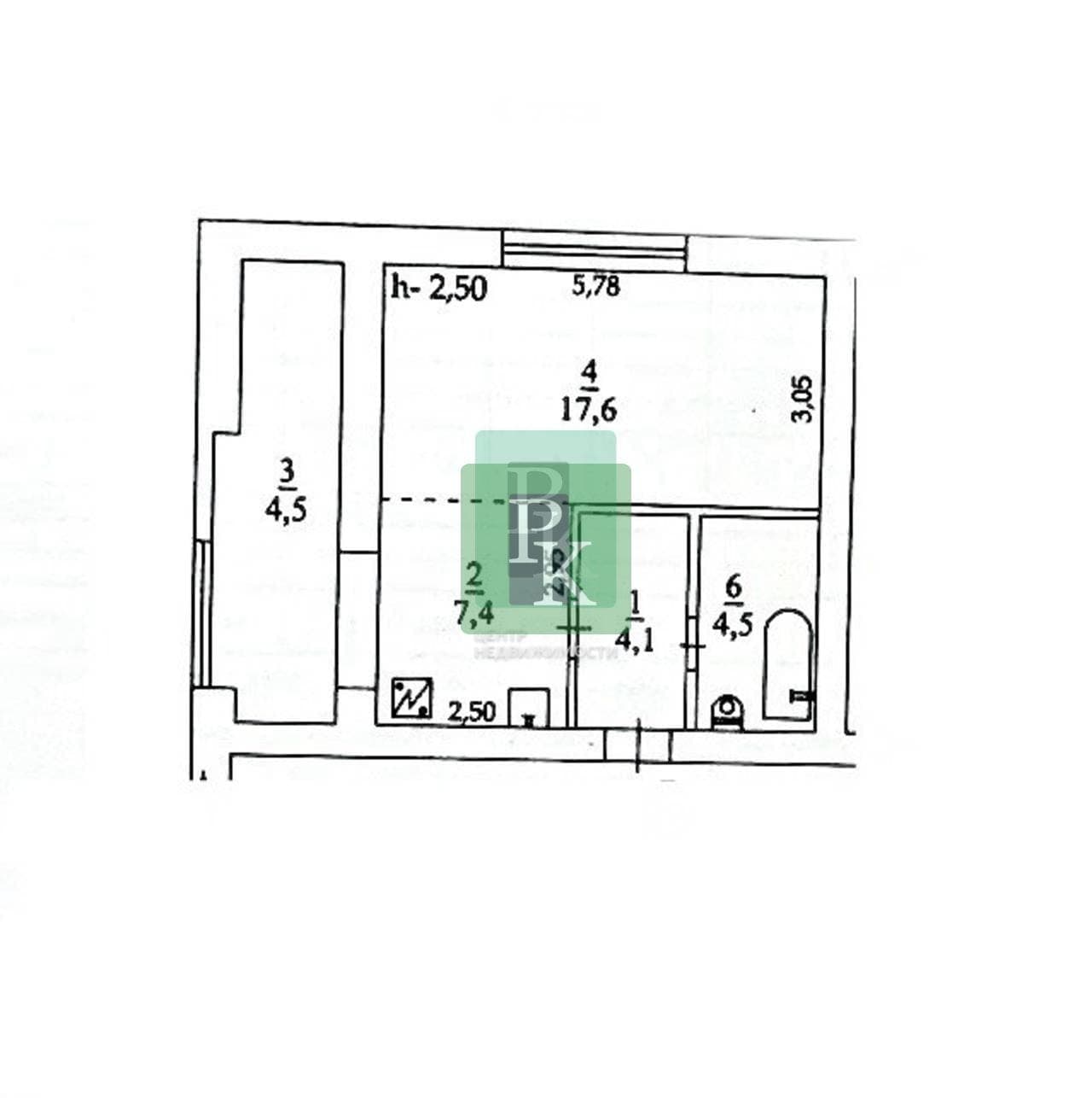 Планировка: 1-комн. квартира, 42.6 м²