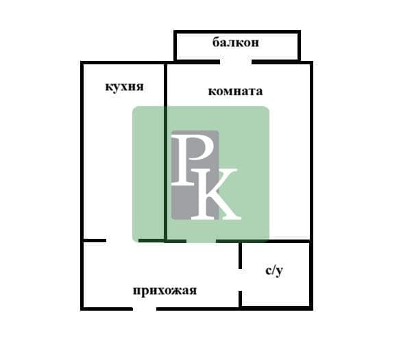 Планировка: 1-комн. квартира, 50 м²