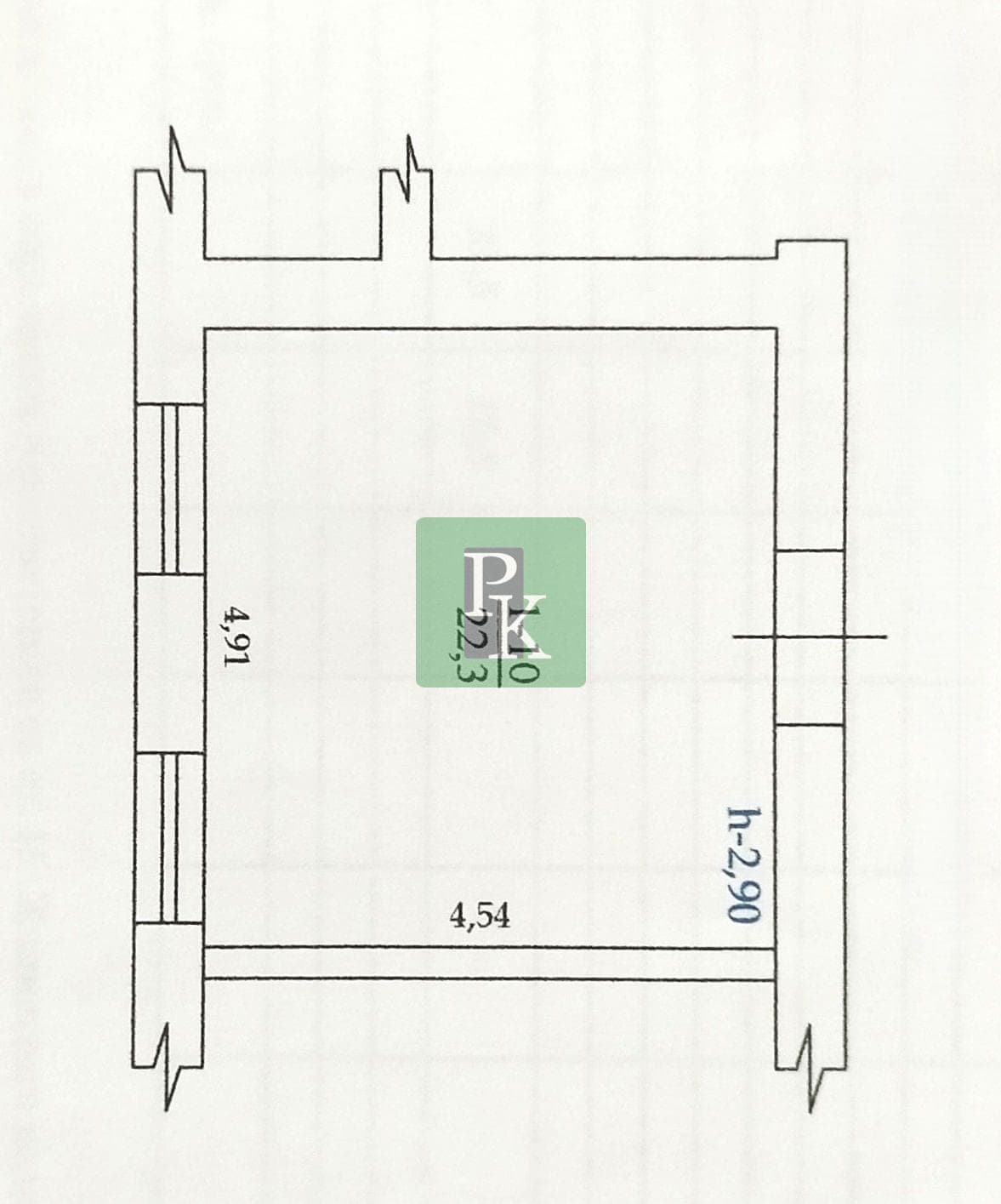 Планировка: Комната, 22.3 м²