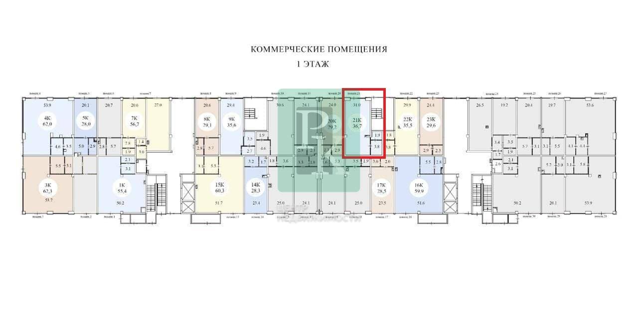 Планировка: Помещение свободного назначения, 36.7 м²
