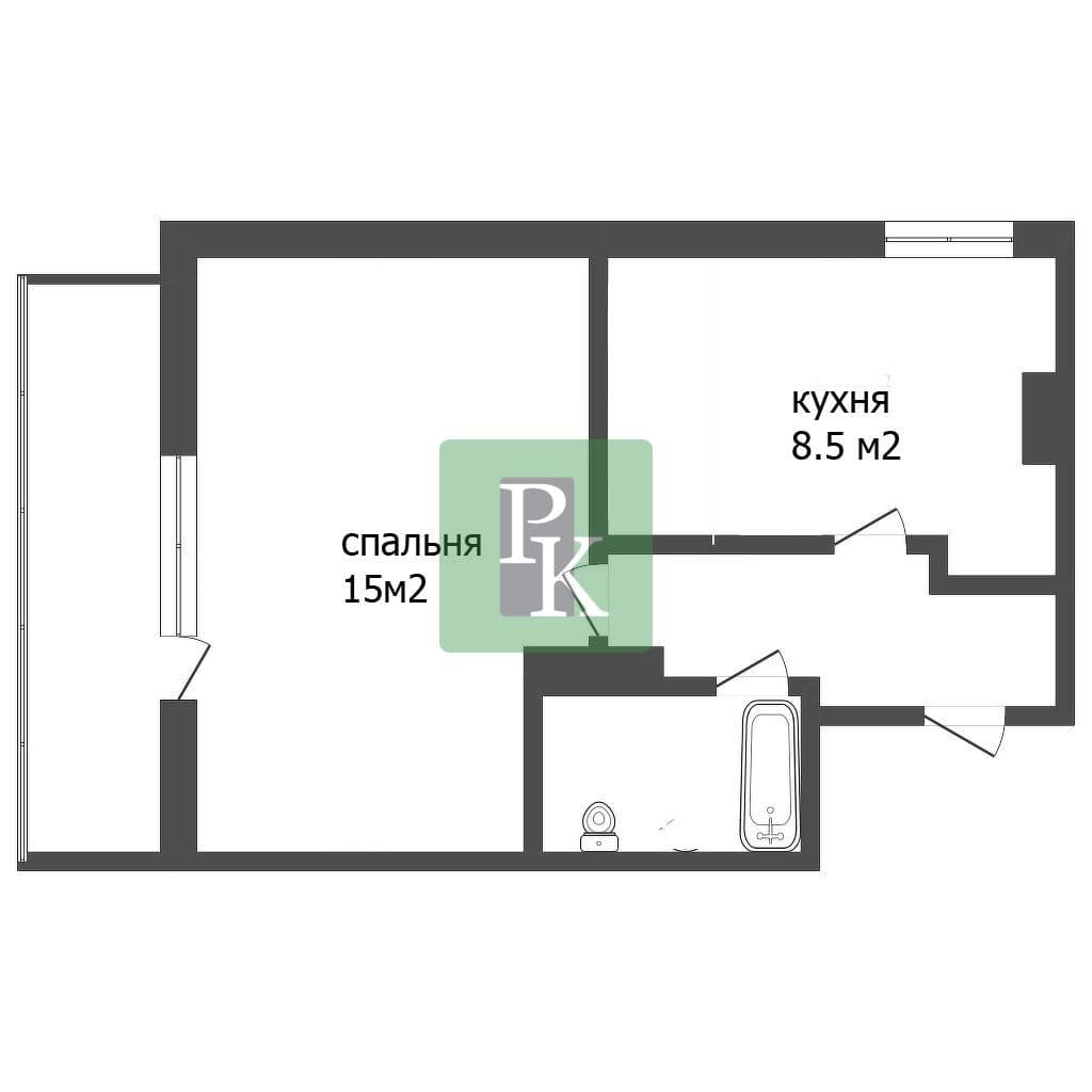 Планировка: 1-комн. квартира, 31.3 м²