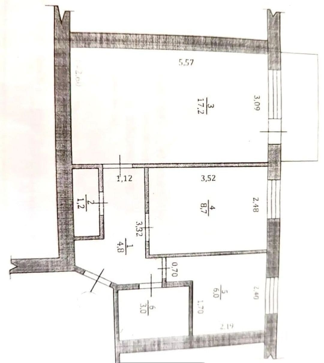 Планировка: 2-комн. квартира, 42 м²