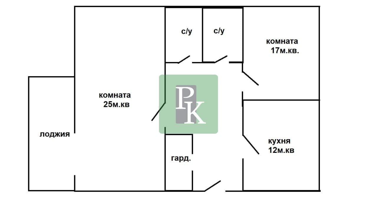 Планировка: 2-комн. квартира, 70 м²