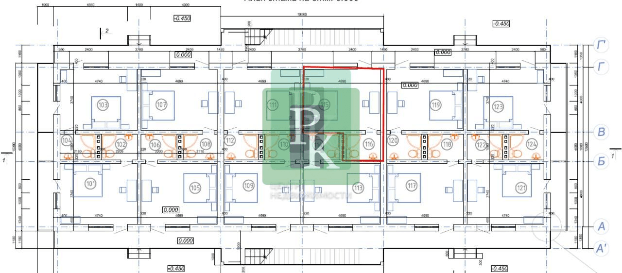 Планировка: 1-комн. апартаменты, 20.9 м²