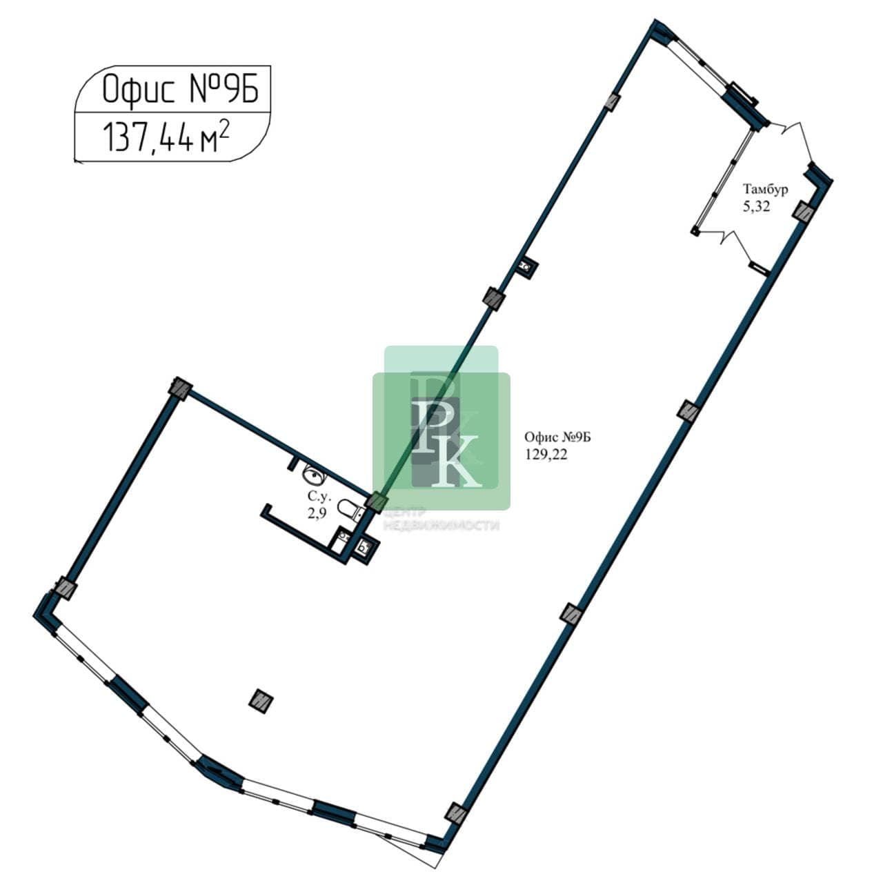 Планировка: Помещение свободного назначения, 134.5 м²