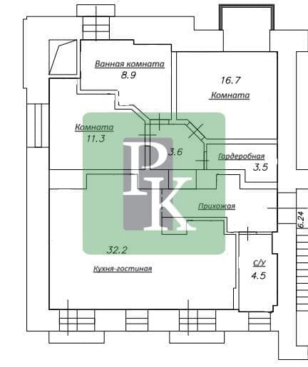 Планировка: 3-комн. квартира, 85.5 м²
