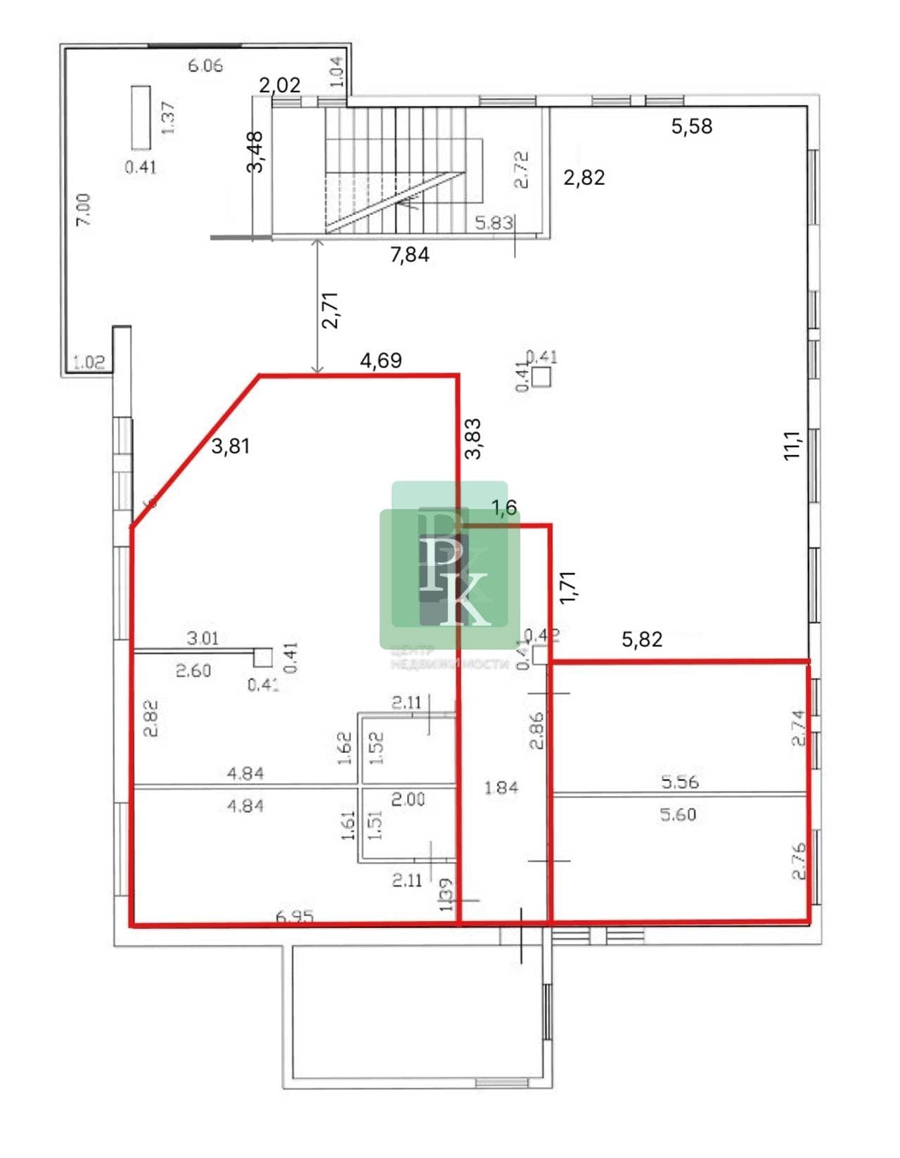 Планировка: Помещение свободного назначения, 124 м²